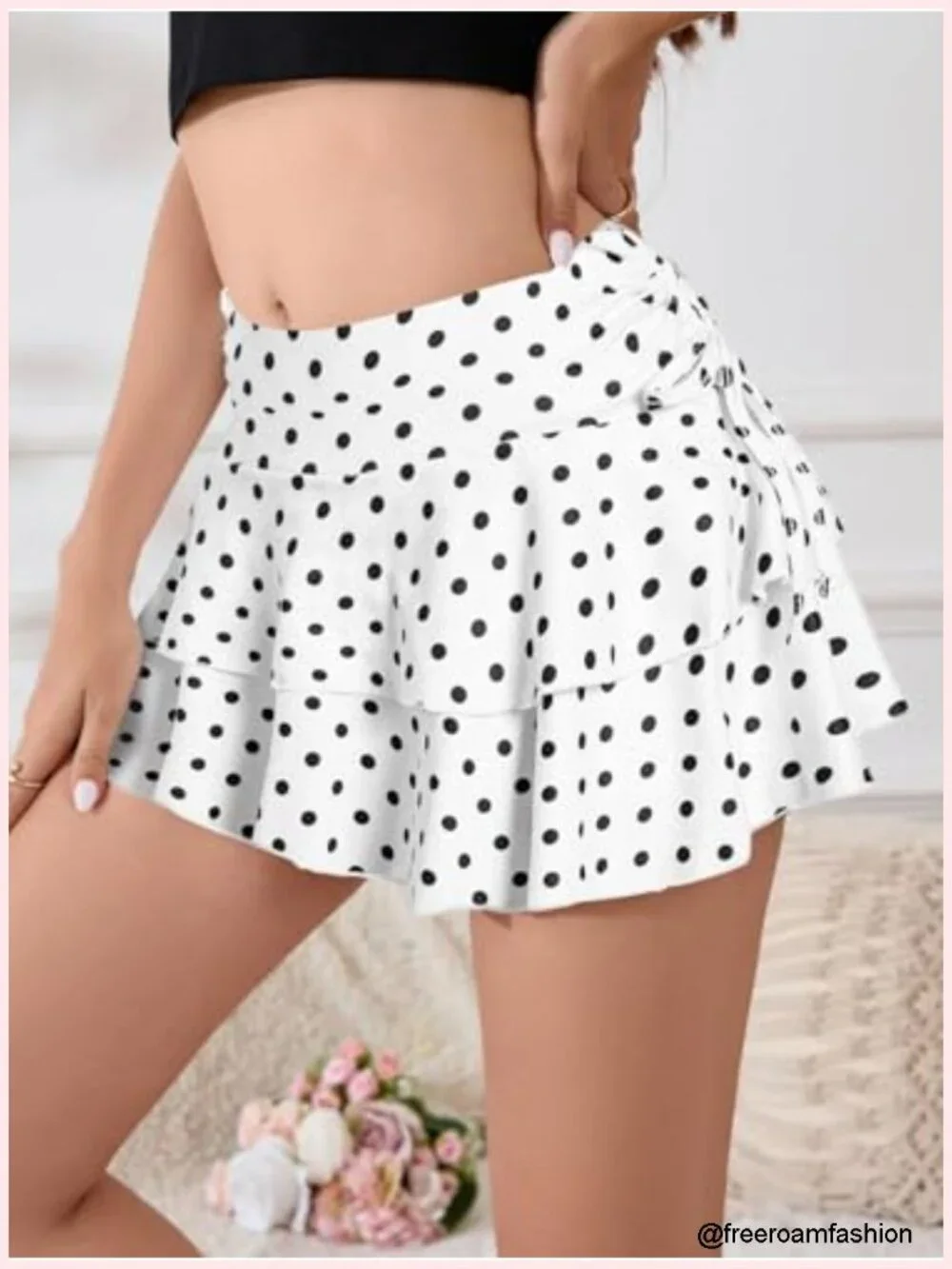 Y2K Mini Ruffle Skort with Shorts Tiered A-Line Drawstring